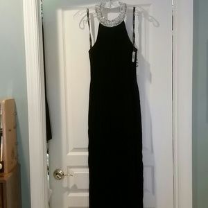 Black velvet formal column dress Size 6